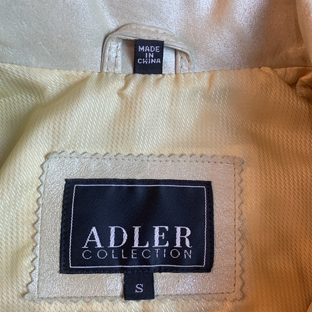 Adler Collection zippered beige leather jacket, Small - Picture 3 of 10